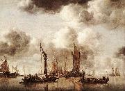 Jan van de Capelle Dutch Yacht Firing a Salvo oil painting on canvas